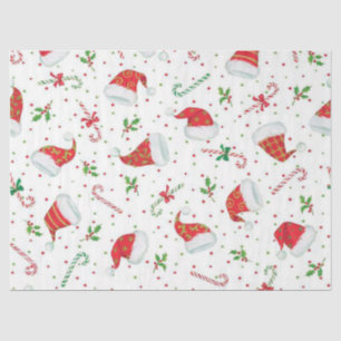 Papier Mousseline Sucres de canne et chapeaux de Père Noël