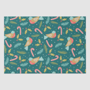 Papier Mousseline Sucres de canne Holly Pine Boughs Oiseaux
