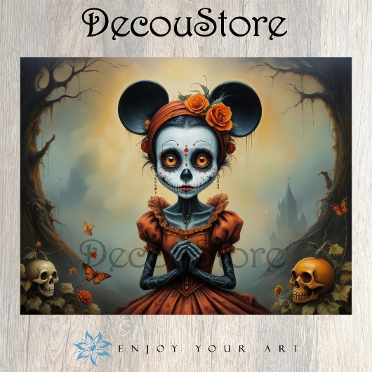 Papier Mousseline Sugar Skull Doll Decoupage