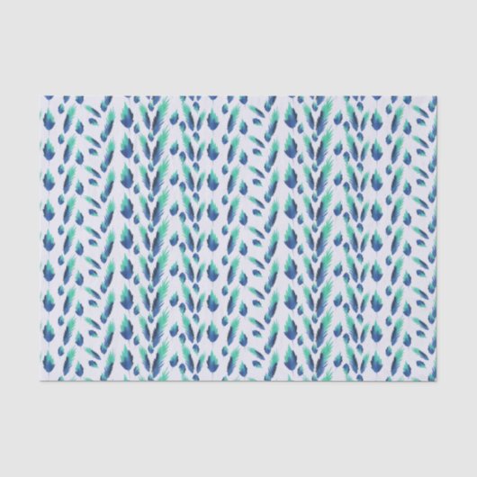 Papier Mousseline Summer Boho Blue Greenery Botanical Feuilles (Recto)