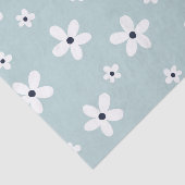 Papier Mousseline Summer Boho Blue White Daisy Flowers (Détail)
