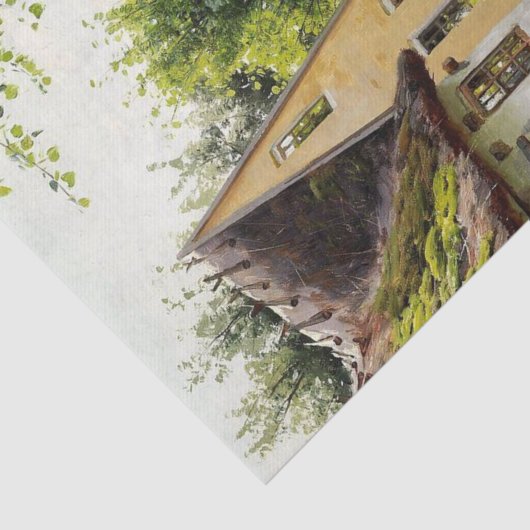 Papier Mousseline Summer Day with Chickens in the Backyard of a Farm (Détail)