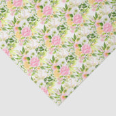 Papier Mousseline Summer Pink and Yellow Flowers and Foliage (Détail)