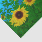 Papier Mousseline Sunflower Field Art Blue Sky Jardin vert jaune (Détail)