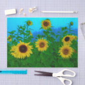Papier Mousseline Sunflower Field Art Blue Sky Jardin vert jaune (Artisanat)