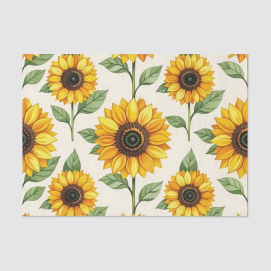 Papier Mousseline Sunflower Floral Seamless Pattern Bright Yellow (Recto)