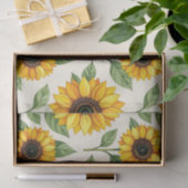 Papier Mousseline Sunflower Floral Seamless Pattern Bright Yellow (Cadeau)