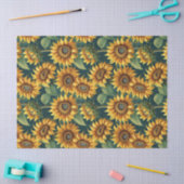 Papier Mousseline Sunflower Morning on Deep Green Tissue Paper (Artisanat)