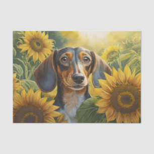 Papier Mousseline Sunflower Puppy Love, Black Dachshund Tissue Papie
