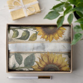 Papier Mousseline Sunflower Script Ephemera Russe Bois Découpage (Cadeau)