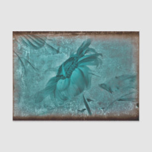 Papier Mousseline Sunflower Turquoise Vintage Antique Grunge