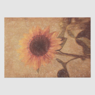 Papier Mousseline Sunflower Vintage géante Sepia Jaune Floral Art