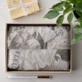 Papier Mousseline Sunflowers Giant Sepia Texture Brown Script (Cadeau)