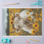 Papier Mousseline Sunflowers Highland Cow Decoupage Papier de papier (Artisanat)