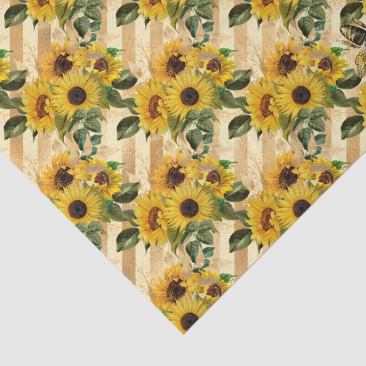 Papier Mousseline Sunflowers & Honey Bees Strip (Détail)