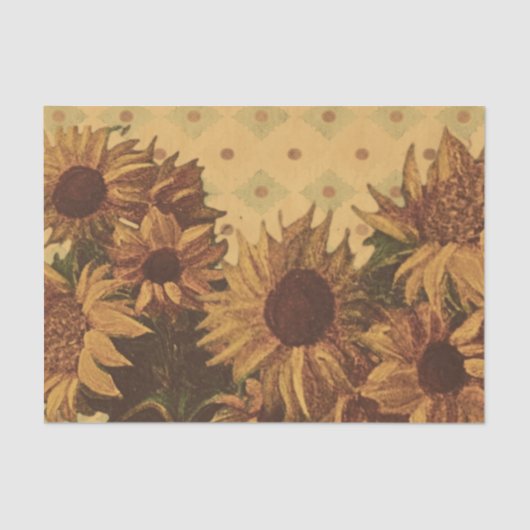 Papier Mousseline Sunflowers retro vintage backdrop (Recto)