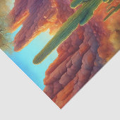 Papier Mousseline Sunny Desert Cactus Cliff Paysage Découpage (Détail)