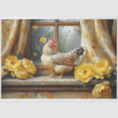 Papier Mousseline Sunny Farmhouse Poulet Roses Jaunes Découpage (Recto)