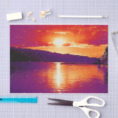 Papier Mousseline Sunset Coastal Beach Orange Purple Art Decoupage (Artisanat)