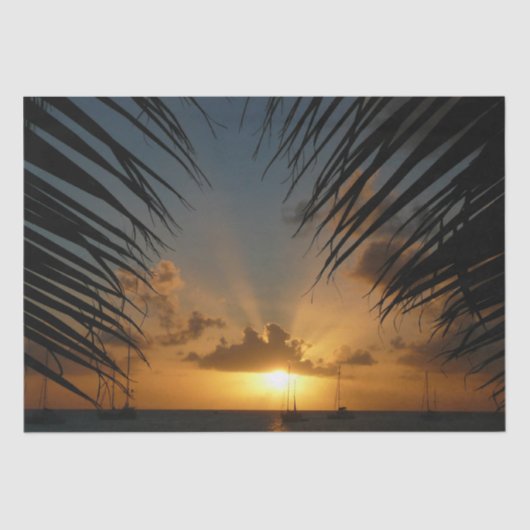 Papier Mousseline Sunset Through Palm Fronds (Recto)