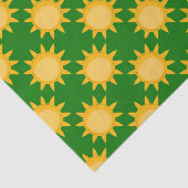 Papier Mousseline Sunshine Sun Pattern Design On Green  (Détail)