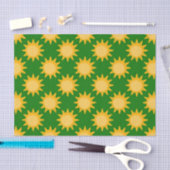 Papier Mousseline Sunshine Sun Pattern Design On Green  (Artisanat)
