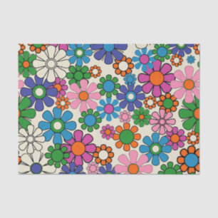 Papier Mousseline Super coloré rétro 60s les années 70 motif floral