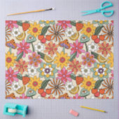 Papier Mousseline Super des années 70, orange, rose et vert (Artisanat)