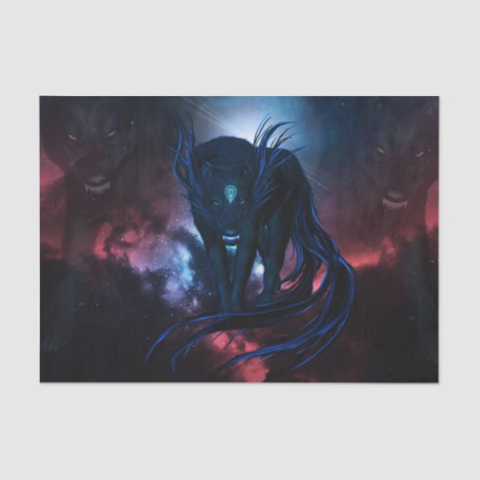 Papier Mousseline Super loup imaginaire noir (Recto)