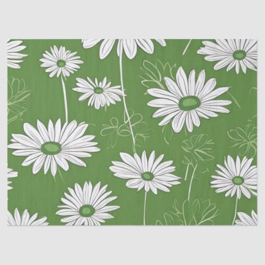 Papier Mousseline Super Mid-Century Moderne Daisy Floraal (Recto)