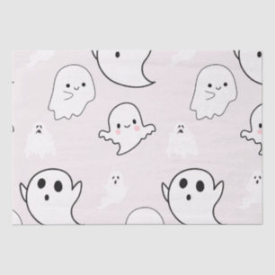 Papier Mousseline Super mignon Fantômes blancs clair Beige Halloween