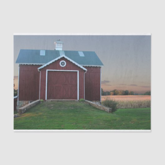 Papier Mousseline Super mignonne Petite Grange Rouge Blanche Cale Bl (Recto)