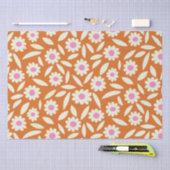 Papier Mousseline Super Retro Daisies Motif Floral sur orange (Artisanat)