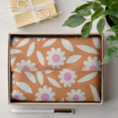 Papier Mousseline Super Retro Daisies Motif Floral sur orange (Cadeau)