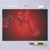 Papier Mousseline Superbe Branche Japonaise Fleur de Cerise Rouge (Artisanat)