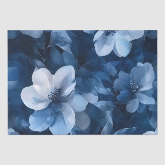 Papier Mousseline Superbe Flore Bleue (Recto)