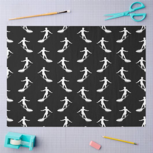 Papier Mousseline Surfeur Silhouette Surfboard Motif (Artisanat)