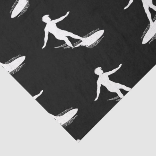 Papier Mousseline Surfeur Silhouette Surfboard Motif (Détail)