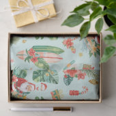 Papier Mousseline Surfing Santa Christmas Wrapping Paper Sheets  (Cadeau)