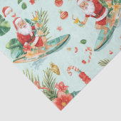 Papier Mousseline Surfing Santa Christmas Wrapping Paper Sheets  (Détail)