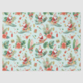 Papier Mousseline Surfing Santa Christmas Wrapping Paper Sheets  (Recto)