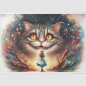 Papier Mousseline Surreal Fairytale Cheshire Cat and Alice Decoupage (Recto)