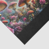 Papier Mousseline Surreal Fantasy Mushrooms Alice and Cat (Détail)