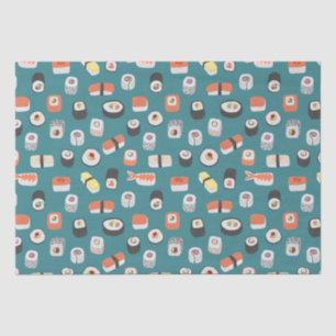 Papier Mousseline Sushi Motif Turquoise vert