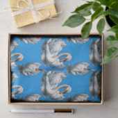 Papier Mousseline Swan Birds Pattern Design On Blue  (Cadeau)