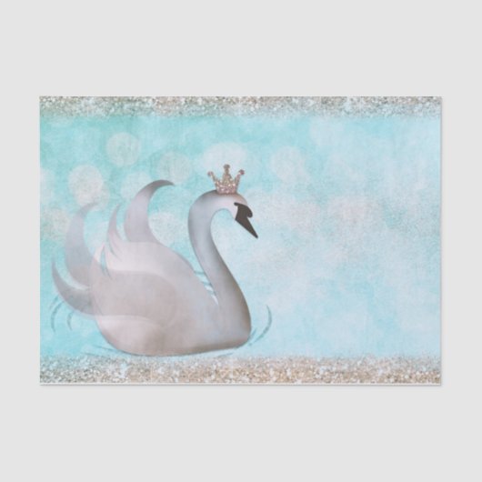 Papier Mousseline Swan Princess Blue Gold Parties scintillant Sparkl (Recto)