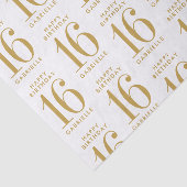 Papier Mousseline Sweet 16 Joyeux Anniversaire Or Nom et âge (Détail)