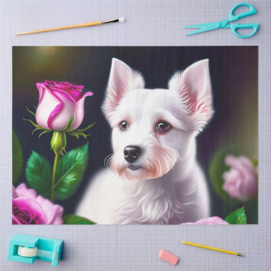 Papier Mousseline Sweet Chien Et Collection Rose (Artisanat)