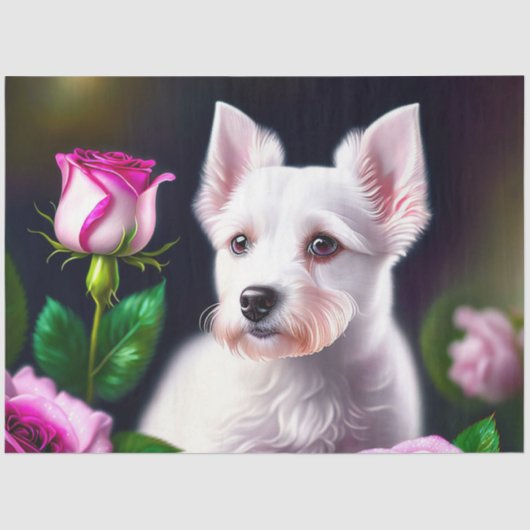 Papier Mousseline Sweet Chien Et Collection Rose (Recto)