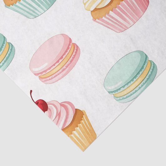 Papier Mousseline Sweet Cupcake Macaron Pattern (Détail)